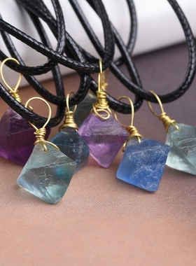 水晶锁骨链百搭八面体情侣紫萤石