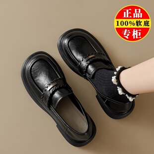品牌真皮软底乐福鞋女2026春季新款一脚蹬英伦风单鞋配裙子小皮鞋