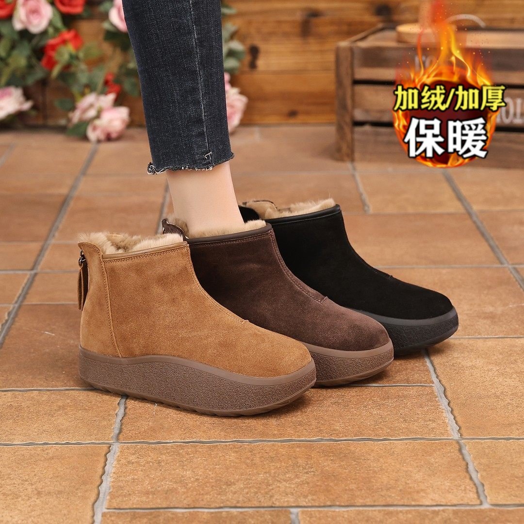 品牌清仓真皮厚底雪地靴女2025新款冬季加绒复古棉靴加厚保暖棉鞋,女鞋,时尚雪地靴,淘宝优惠券,粉丝福利购,淘宝优惠卷