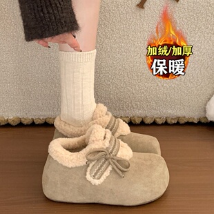 清仓真皮毛毛雪地靴女2025冬季厚底增高加绒勃肯鞋保暖豆豆鞋棉鞋