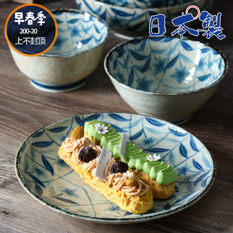 日本进口美浓烧陶瓷餐具黄泥桔梗饭碗日式寿司菜盘子碟拉面汤碗,餐饮具,碗,淘宝优惠券,粉丝福利购,淘宝优惠卷