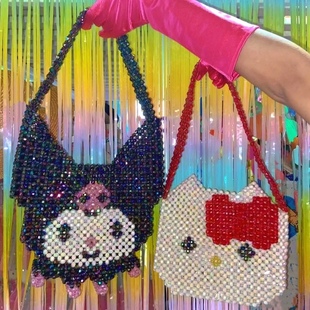 库洛米y2k手工串珠包小众设计卡通腋下包可爱ins小红书包材料包
