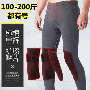 带护膝的秋裤男士莱卡棉保暖秋裤棉加肥加大青年加厚不加绒冬季