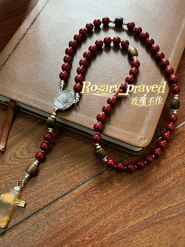 天然朱砂水晶玫瑰经念珠小众设计感爆款配饰