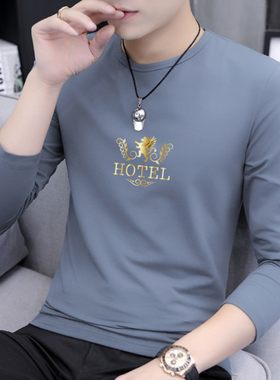 春秋款男士长袖T恤男士纯棉秋装