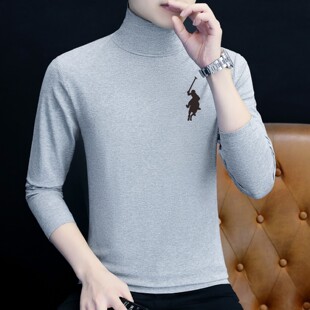 高领长袖T恤帅气青少年春秋薄款内衫百搭男装纯棉秋衣休闲上衣服