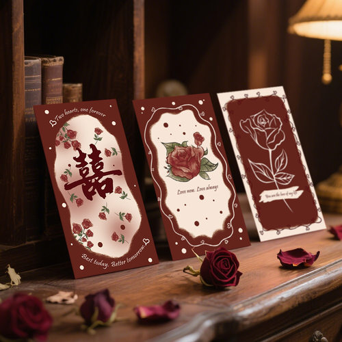 2025新款创意中式复古结婚红包袋个性酒红玫瑰利是封回礼改口喜包