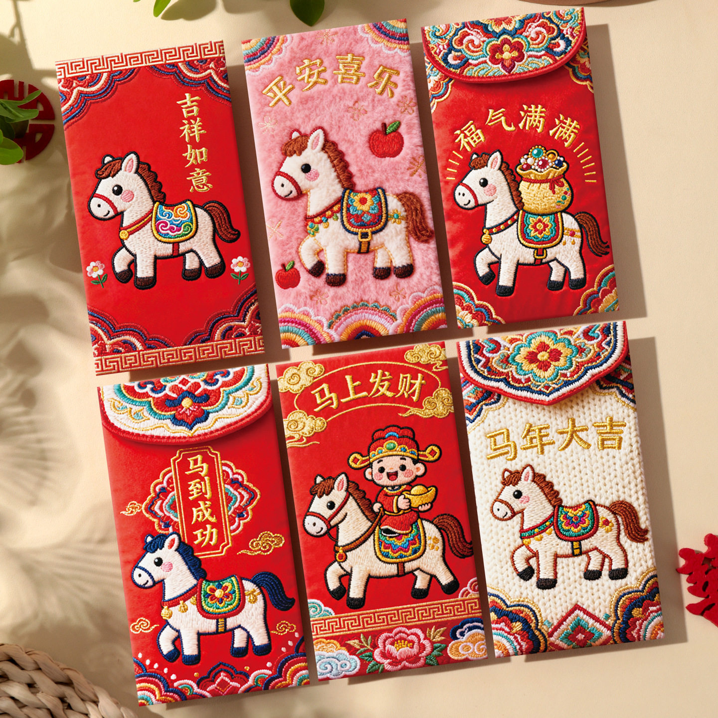 长款2026新款平面5D仿真刺绣红包创意可爱卡通过年春节压岁利是封