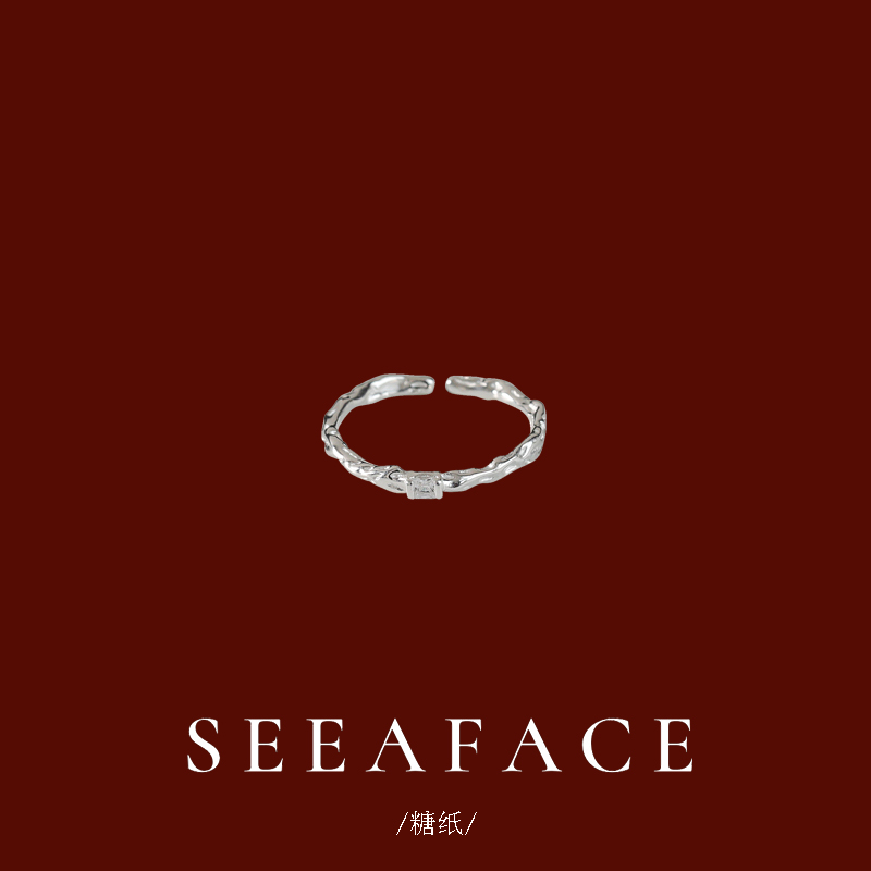 锆石肌理纹指环百搭韩国小众设计