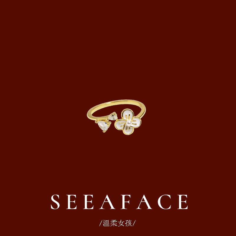 花朵戒指女轻奢小众精致珍珠指环