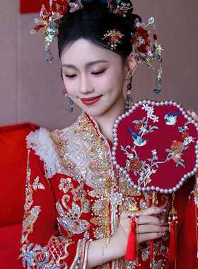 团扇新娘结婚婚礼秀禾喜扇diy