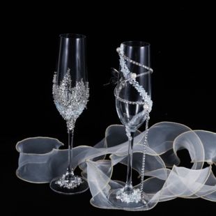 香槟高脚结婚一对杯子diy敬酒杯婚礼礼物新婚高级材料订婚红酒