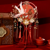 团扇结婚新娘diy扇子秀禾高级材料婚礼双面手工喜扇成品婚嫁婚扇