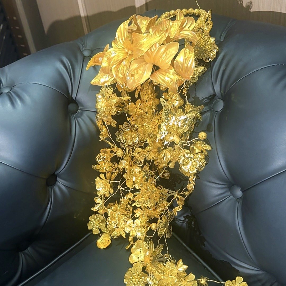 金色瀑布手捧花新娘结婚礼物diy材料包婚礼手拎花中式手工礼物