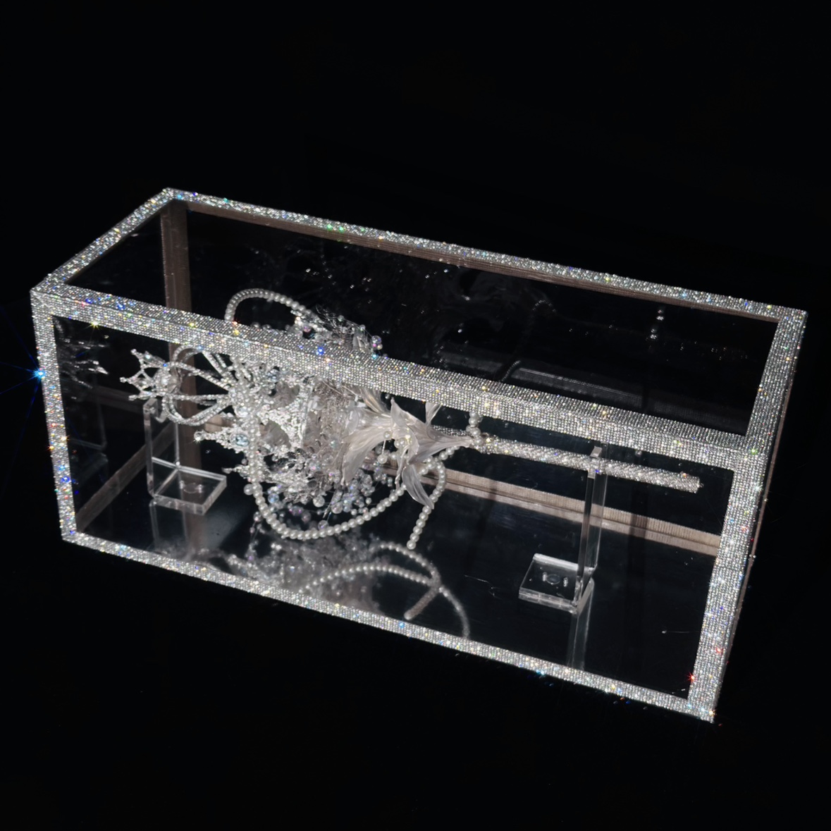 权杖礼盒展示盒新娘婚纱透明防尘罩盒子亚克力结婚手捧花收纳盒