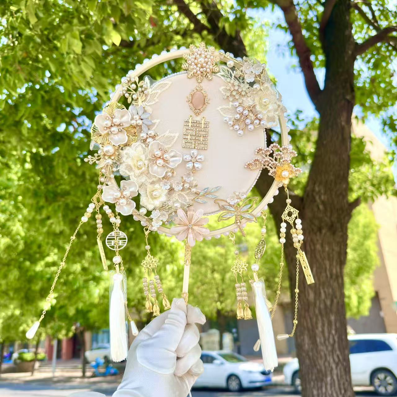 团扇新娘结婚双面高级秀禾婚礼diy材料扇子手工喜扇婚扇成品中式