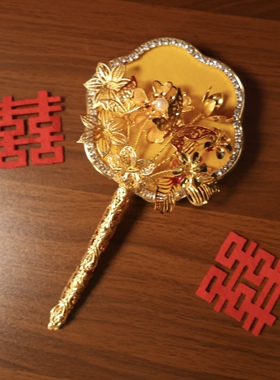团扇新娘喜扇结婚旗袍晨袍中式喜扇迷你婚扇小扇子秀禾高级中国风