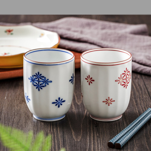 日本进口橘吉菊菱陶瓷茶杯礼盒装