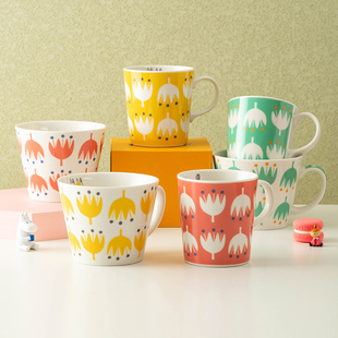 Moomin姆明进口卡通马克杯北欧花朵釉下彩杯子陶瓷杯家用喝水杯子