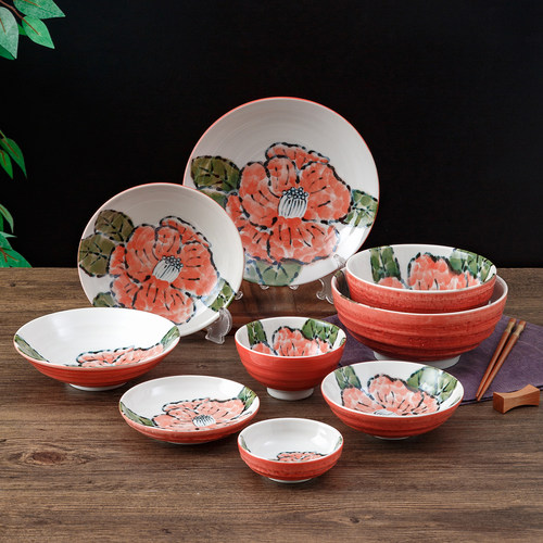 日本进口四季花卉山茶花系列餐具