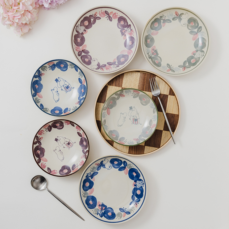 日本姆明卡通陶瓷深盘菜盘餐具