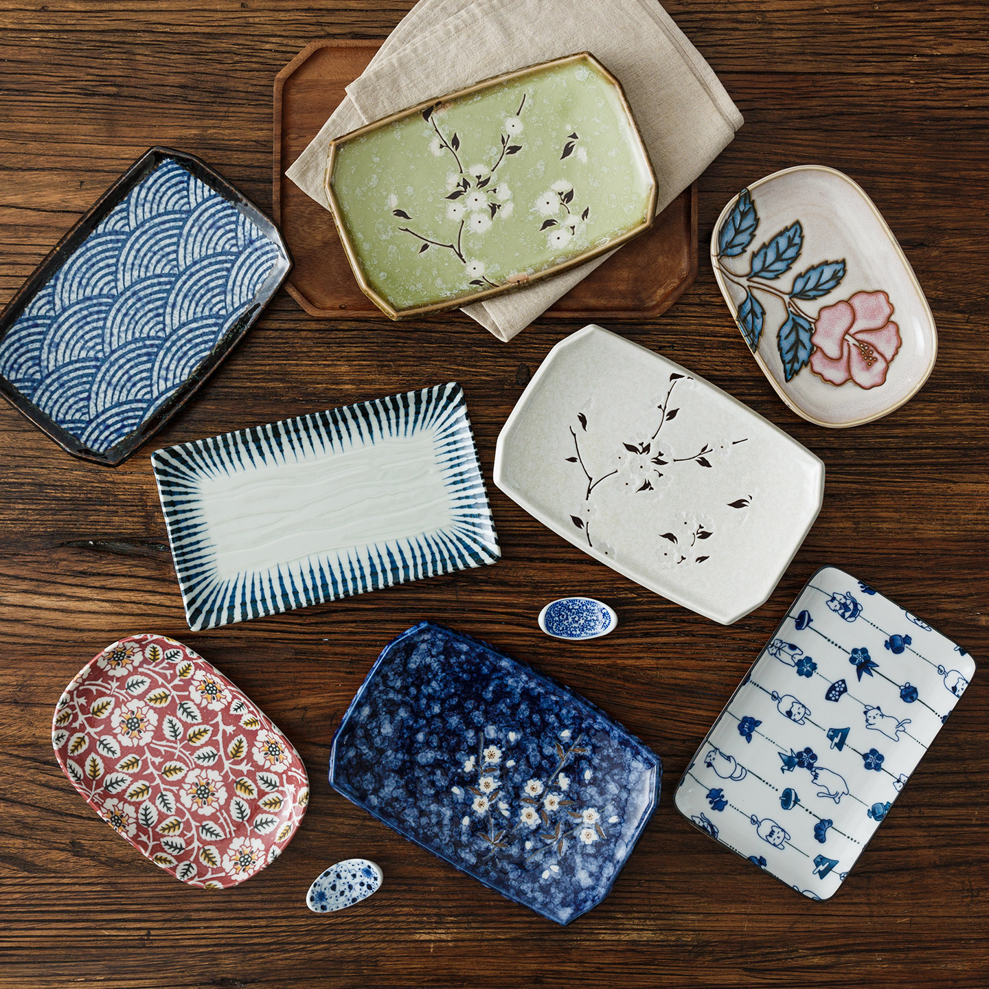 日本进口长方形盘子创意陶瓷碟子