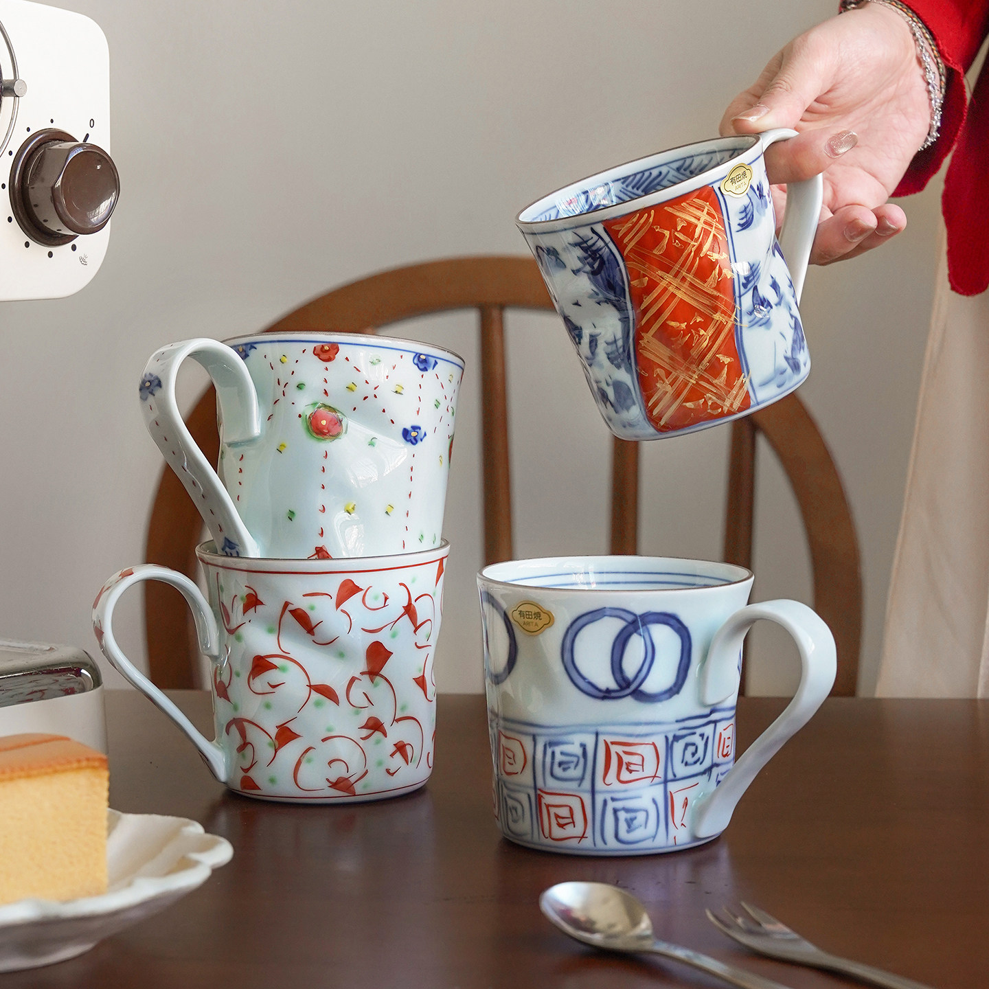 有田烧马克杯办公室喝水杯家用复古杯子日本进口手绘陶瓷杯咖啡杯