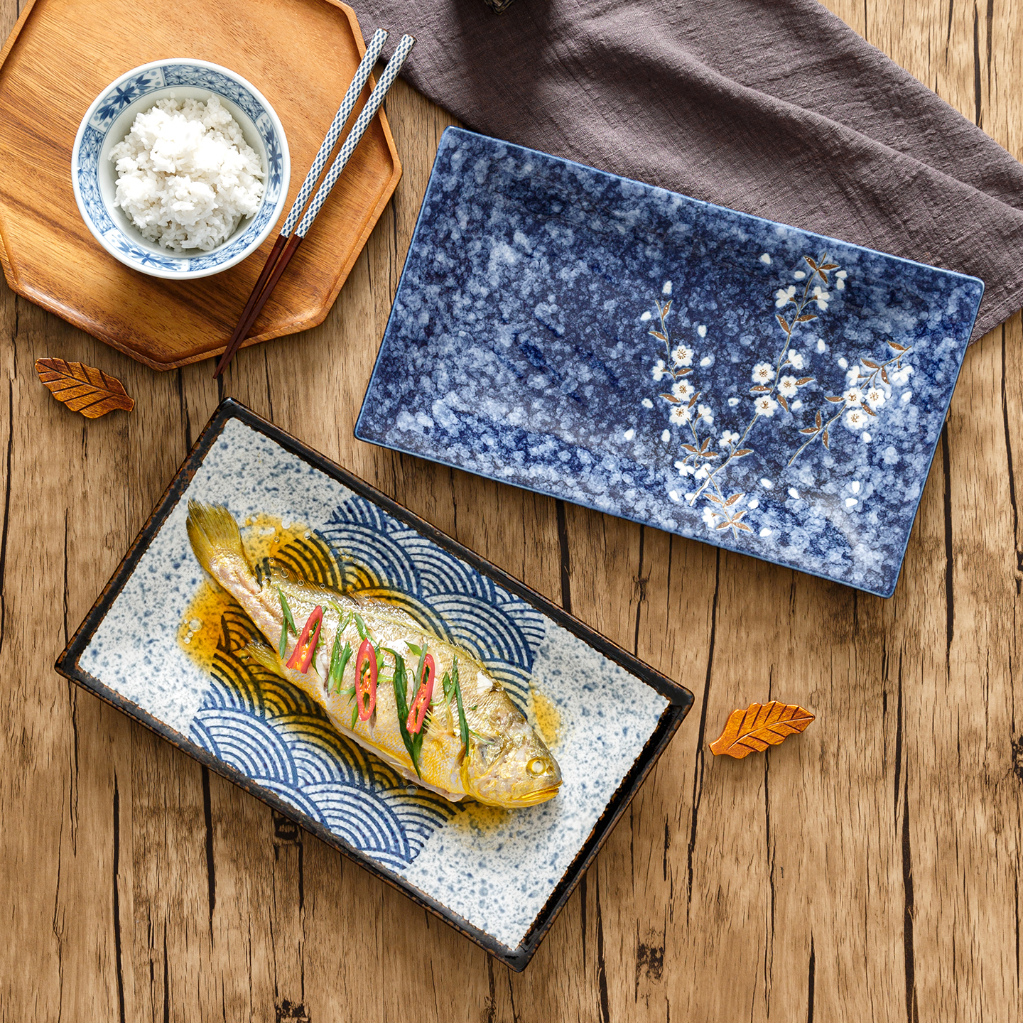 日本进口长方形盘子日式蒸鱼盘