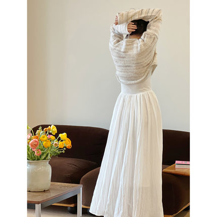 02/28 法式摩登设计感不规则交叉背心连衣裙 气质款长款显瘦裙子