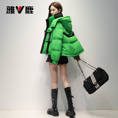 雅鹿短款运动羽绒服女2025年冬季