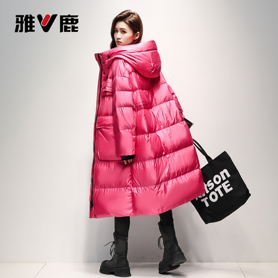 雅鹿百搭中长款过膝加厚羽绒服