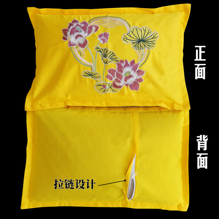 高档苏绣寿枕头脚枕男女通用绣花莲花枕平安寿字垫头垫脚寿衣配件