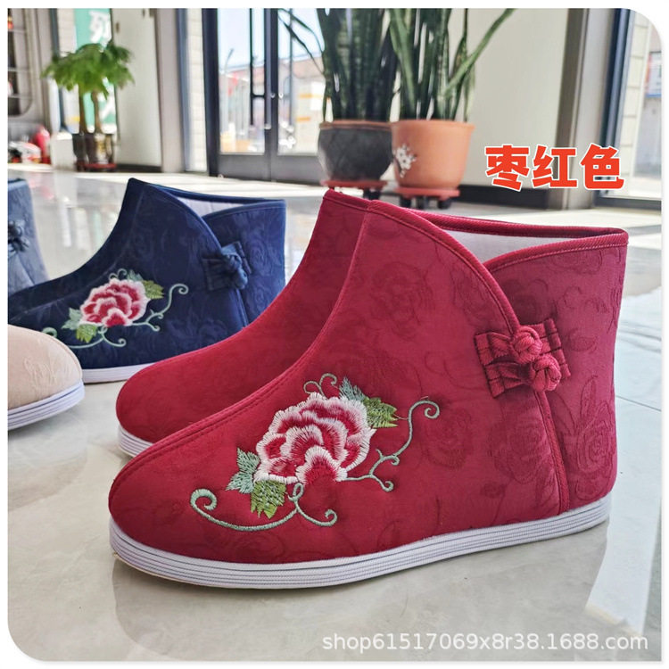 新款寿鞋女款绣花棉靴多色手纳荷花底棉鞋寿衣配件鞋子靴子,女鞋,绣花鞋,淘宝优惠券,粉丝福利购,淘宝优惠卷