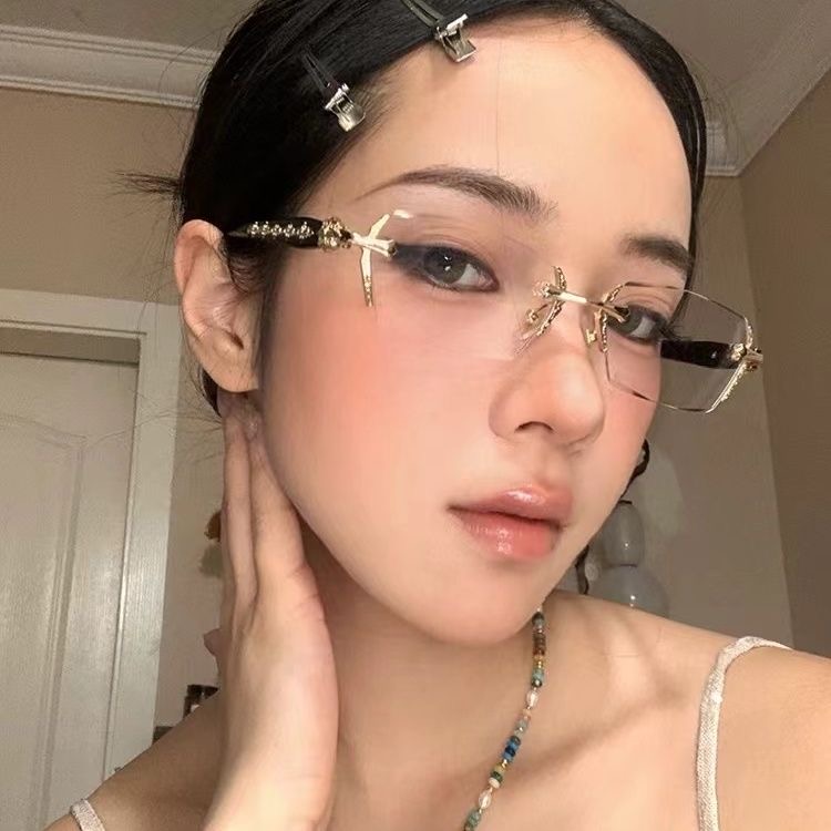 无框眼镜近视变色眼镜配有度数防蓝光镜自动感光变色无边框太阳镜