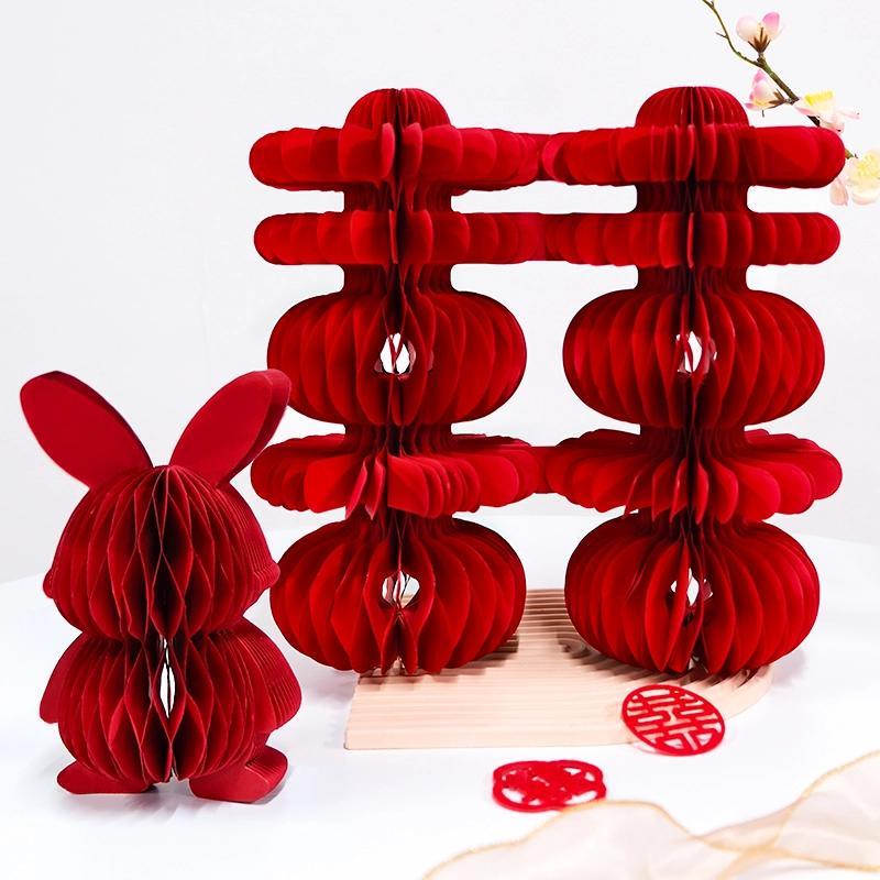 结婚专用喜字立体蜂窝球摆件婚房布置订婚礼摆台装饰婚庆用品大全