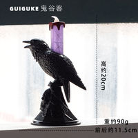 Halloween decorative LED crow candle light ornaments, Gothic style table lamp decorations, scene atmosphere setting props thumbnail 5
