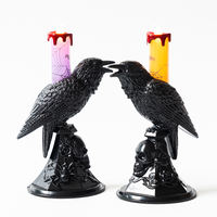 Halloween decorative LED crow candle light ornaments, Gothic style table lamp decorations, scene atmosphere setting props thumbnail 8
