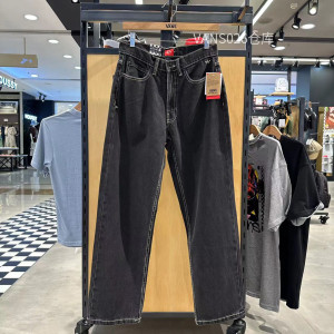 VANS范斯 男子24年新品黑灰色美式工装直筒牛仔裤 VN000J9N0FO