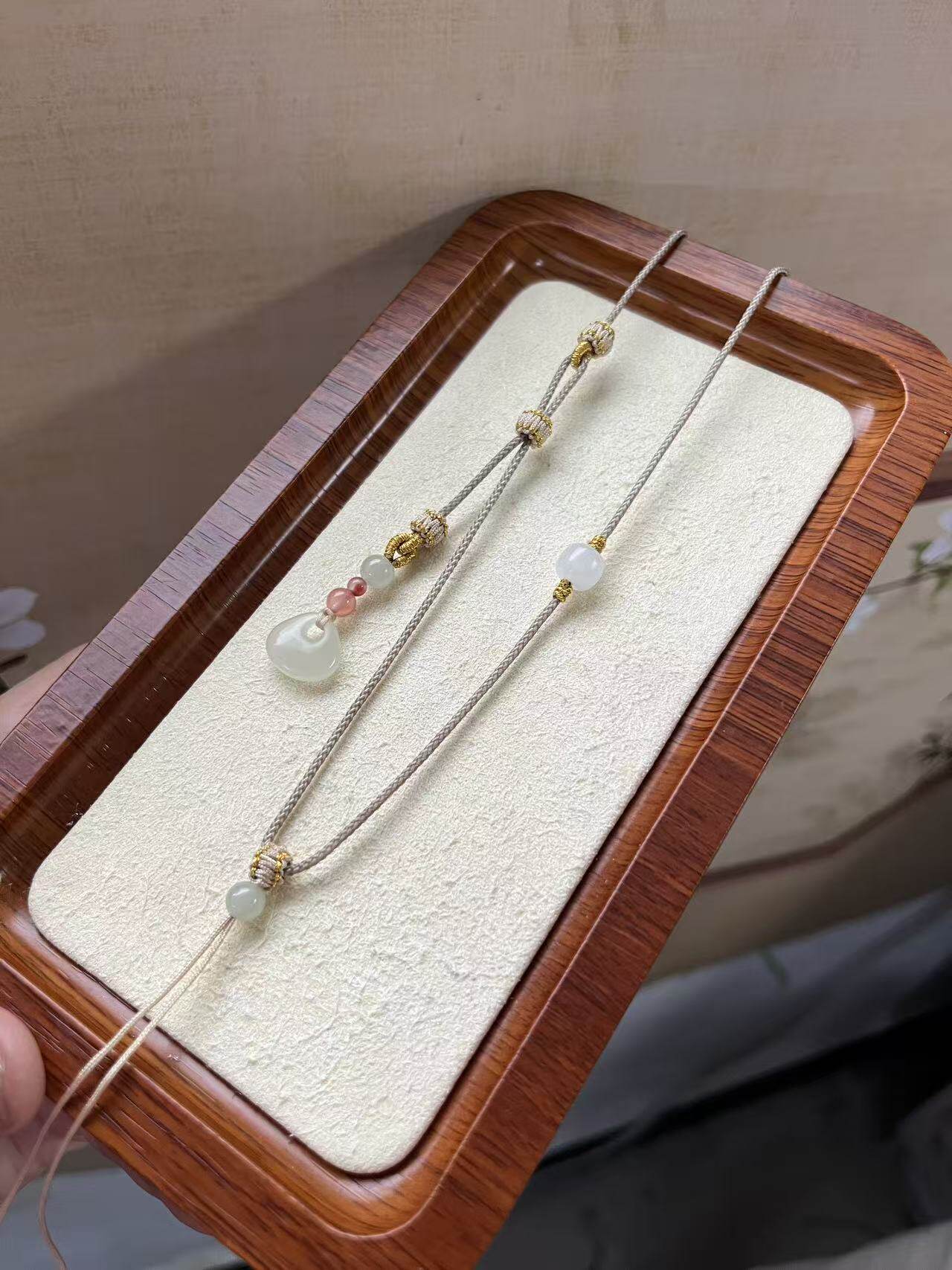 和田玉吊坠挂绳高货绳手工编织玉坠翡翠黄金佛公八宝罗盘挂件绳细