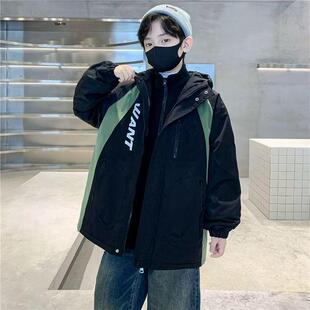 男童棉衣2025新品秋冬加厚二棉保暖内胆二合一冲锋衣时尚棉服外套