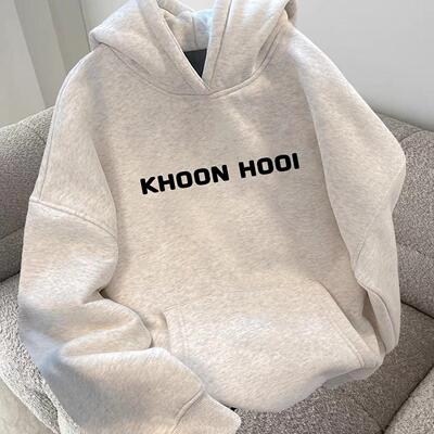 秋冬新款长袖连帽加绒上衣卫衣女