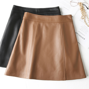真皮皮裙秋冬新款时尚a字气质半身裙短款女小个子修身绵羊皮短裙
