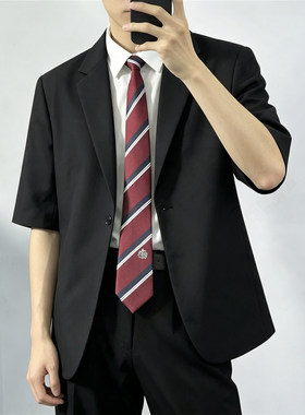 五分袖西服男夏季韩版休闲百搭轻薄透气中袖西装男潮修身短袖外套