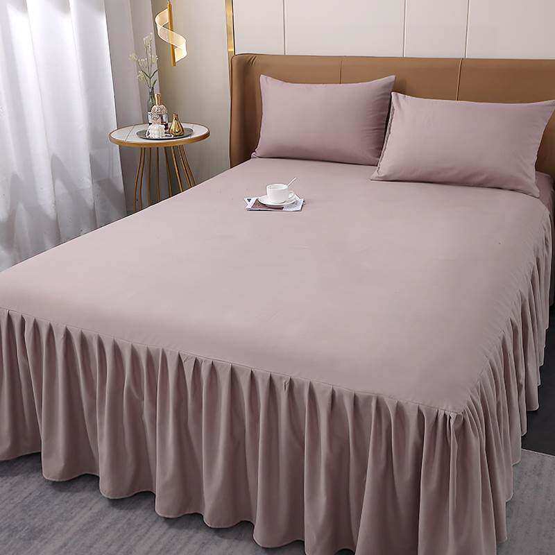 纯色韩版公主风防滑床裙单件床罩床笠床垫保护套三件套床上用品