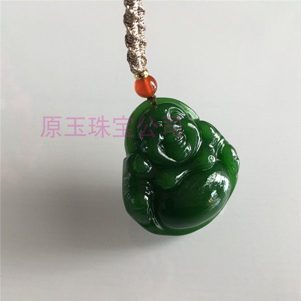 高冰满绿七号矿手工女款时尚精美菠菜绿气质绿佛公挂件吊坠项坠