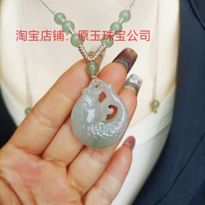 平价和田玉平替天山翠锦鲤吊坠天然玉石鱼项链学生党国风锁骨链