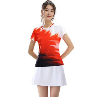 2025新款羽毛球服女款套装中国风运动短袖上衣男排球服定制印字