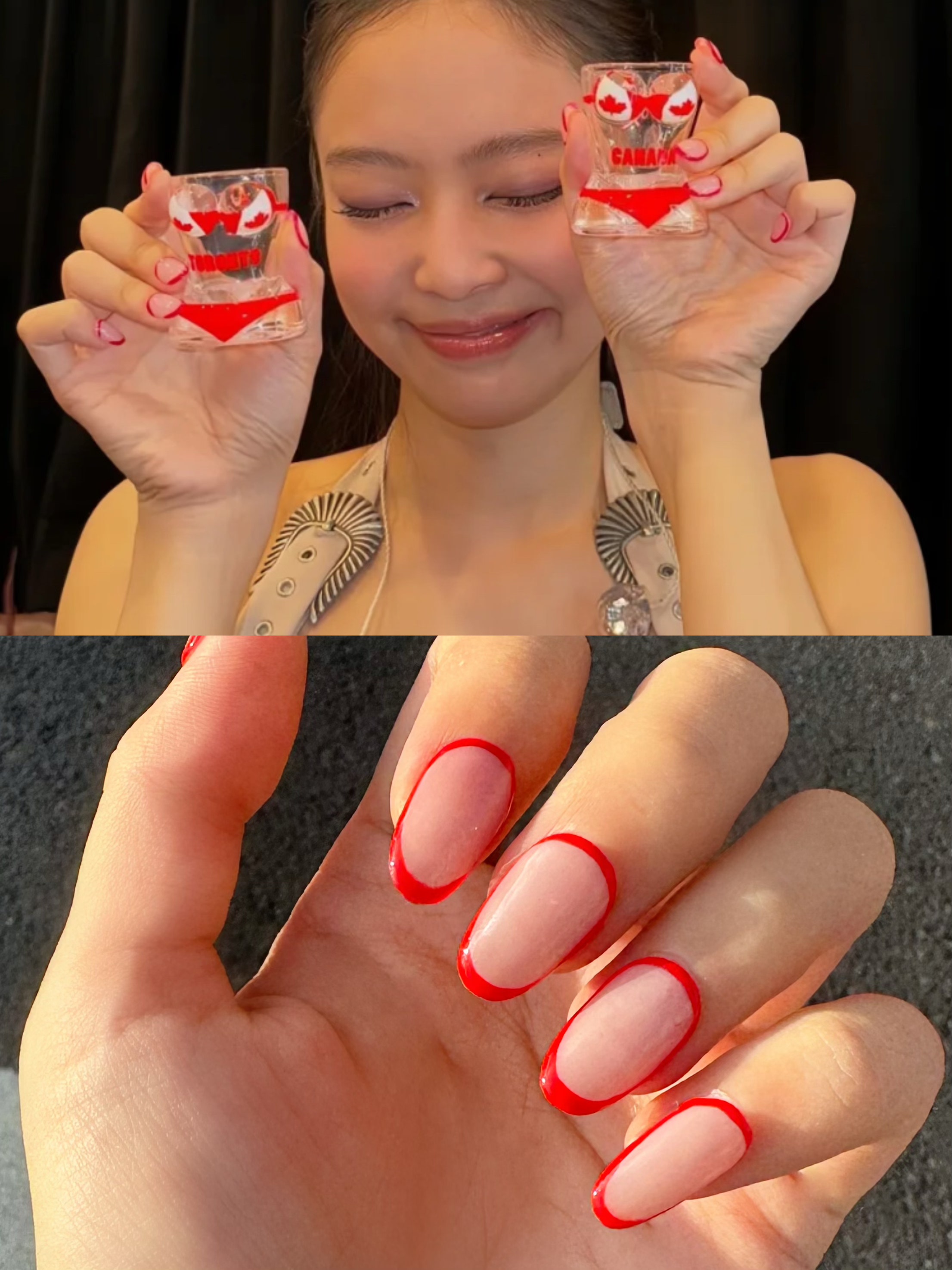 Jennie明星同款红手工穿戴穿戴甲/甲片