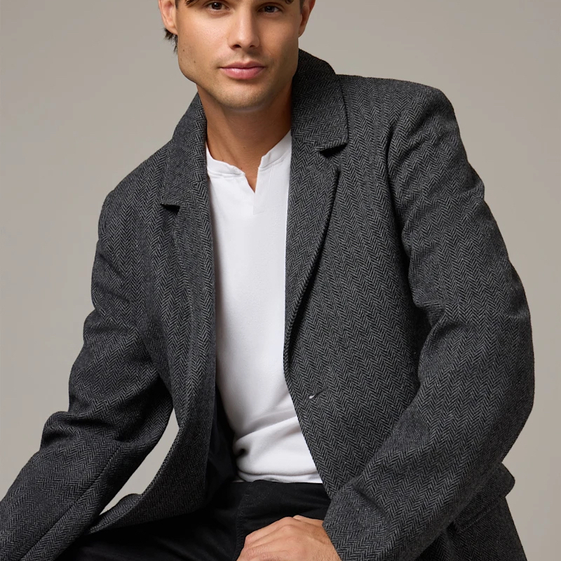 外贸尾单 只要12件 英伦范儿~羊毛混纺假两件毛呢大衣外套 4497