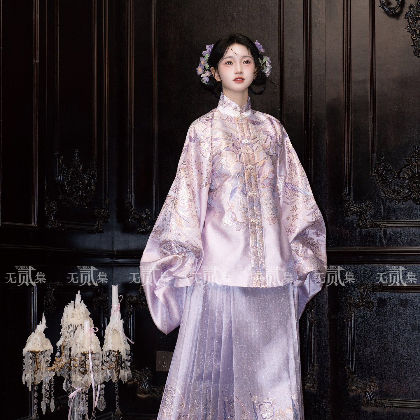 无贰集【泠音入梦】明制立领对襟袄织金马面裙套装春季新品汉服